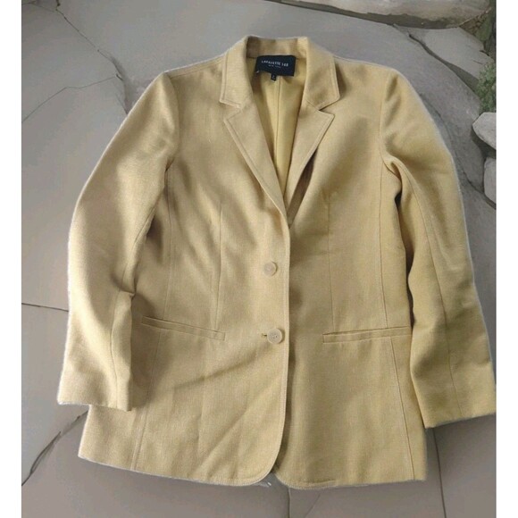 Lafayette 148 NY Size 4 Gold 2 Button Down Cotton/Linen Pockets Jacket Blazer - Picture 2 of 10